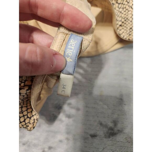 Aerie Size 34C Audrey Strapless Snake Print Bra Tan Black - Picture 3 of 4